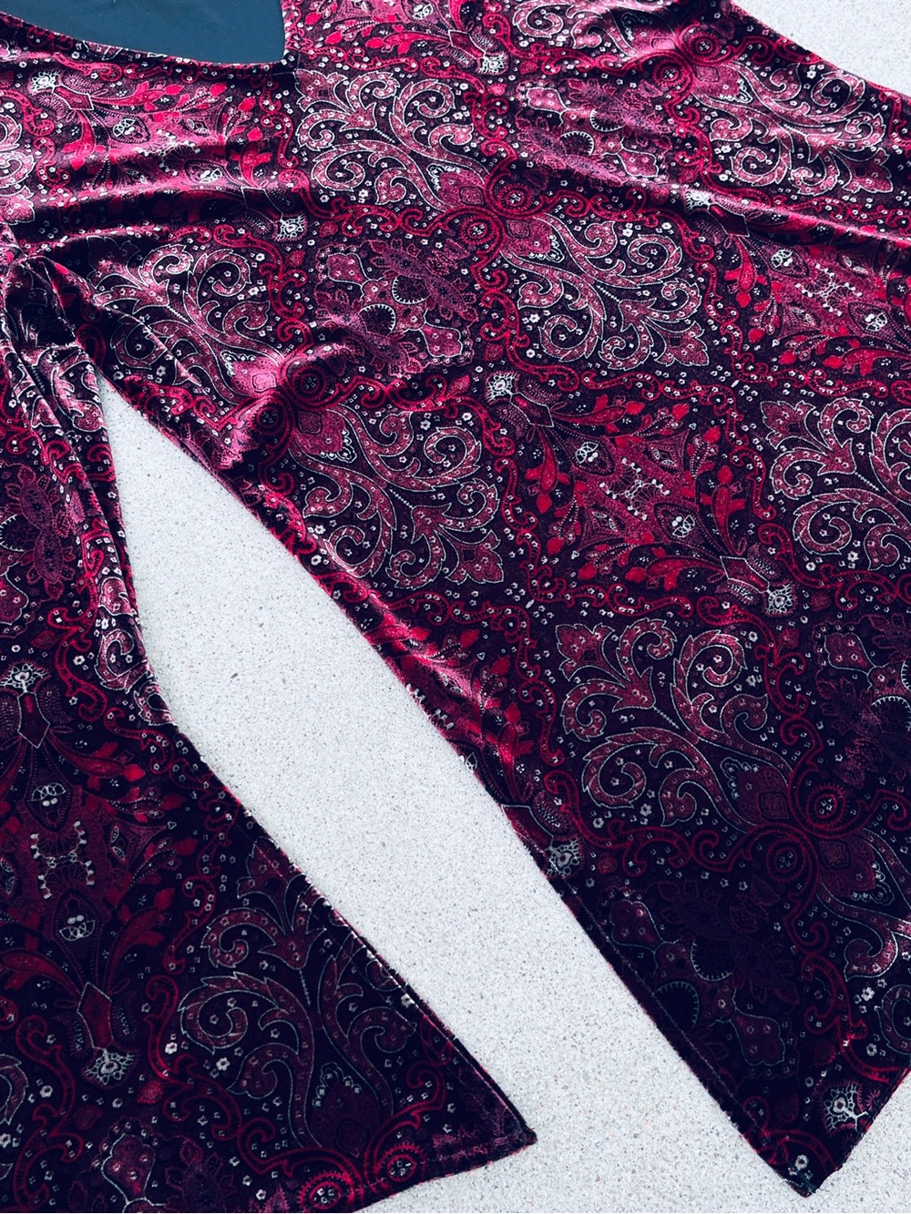 Whimsigoth Velvet Paisley Bell Sleeve Top Goth Dark Romance Women’s 8